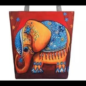BOHO ELEPHANT ZIP TOP TOTE BAG